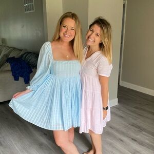 Mabel Baby Blue Puff Sleeve Bubble Dress from Windsor